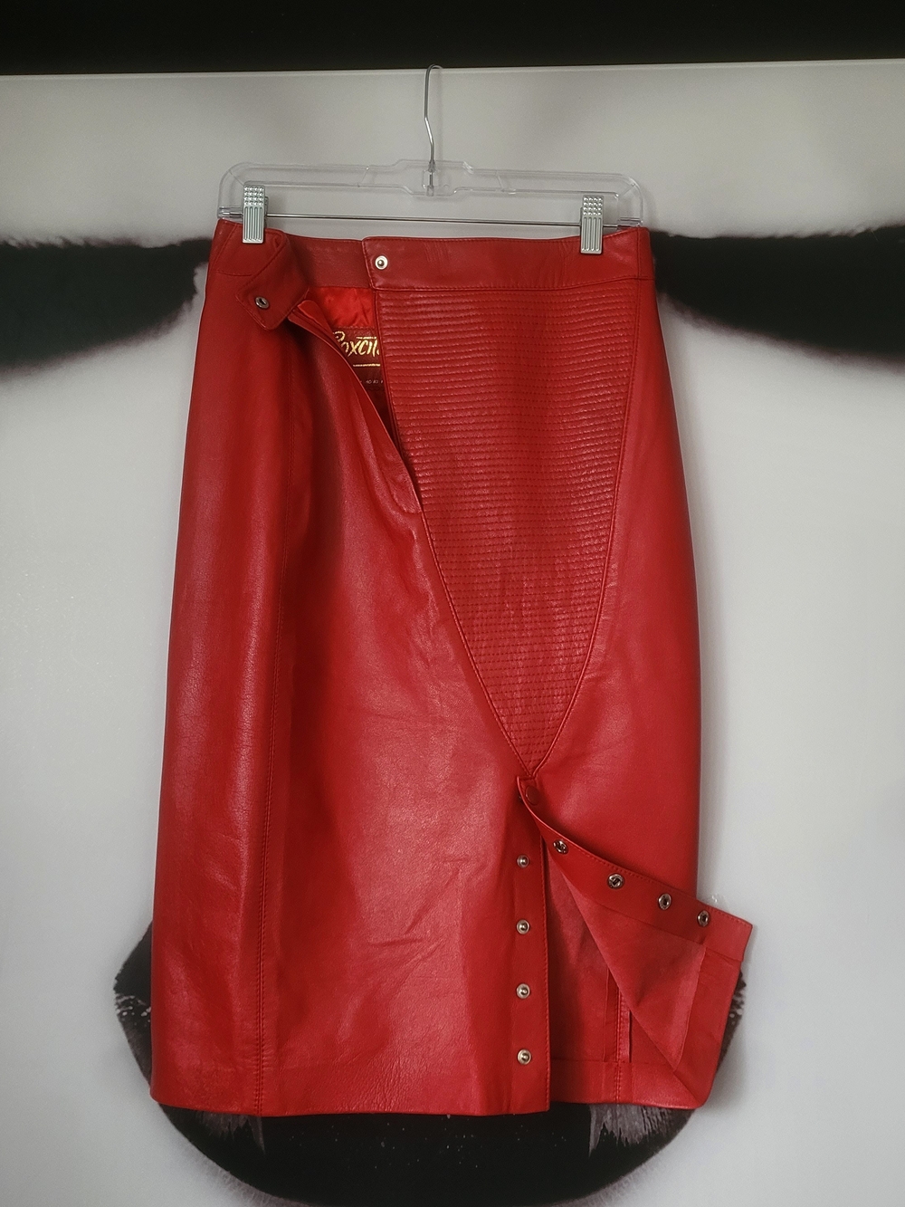 Lambskin Leather Snap-Front Pencil Skirt
